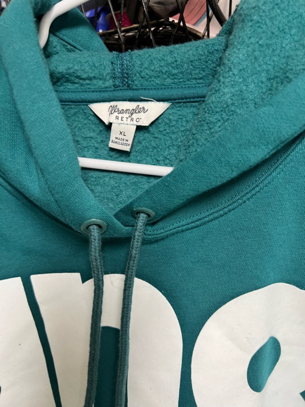 Wrangler Teal Logo Hoodie - Bold White Graphic - Picture 3 of 3
